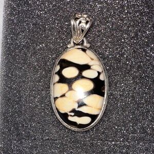 Elegant Black and Cream Peanut wood Pendant